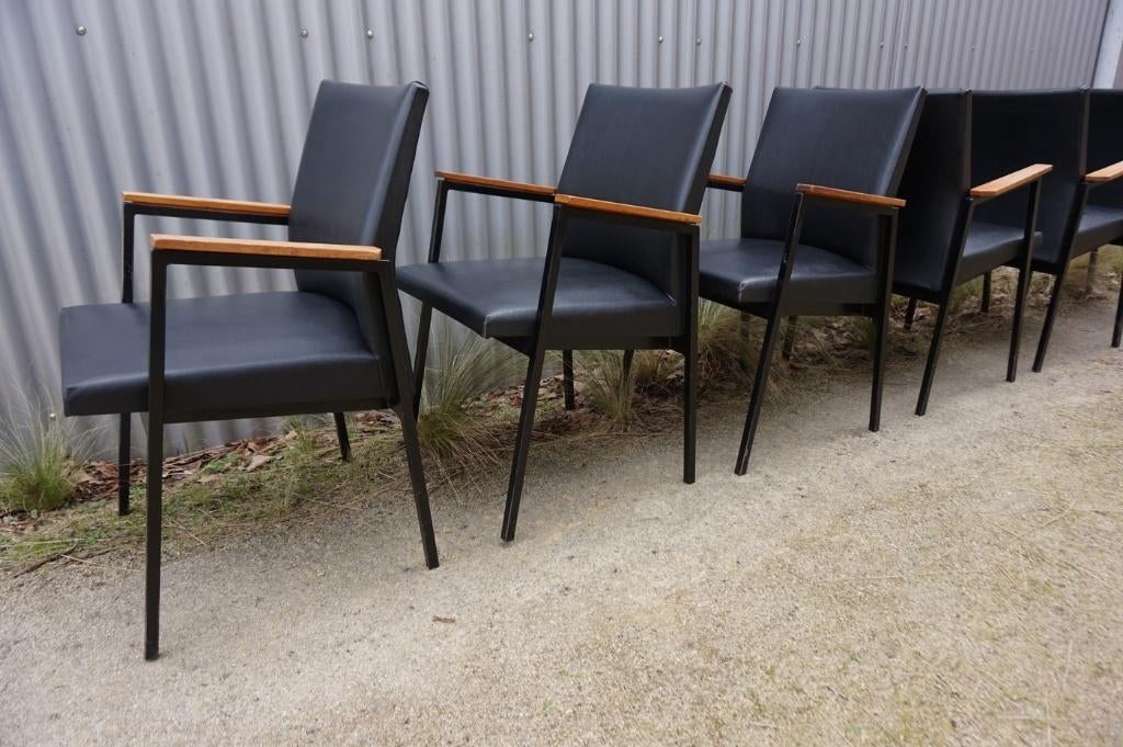Set van 6 vintage armstoelen, 1960s, Ophalen, Gebruikt, Hout, Zwart