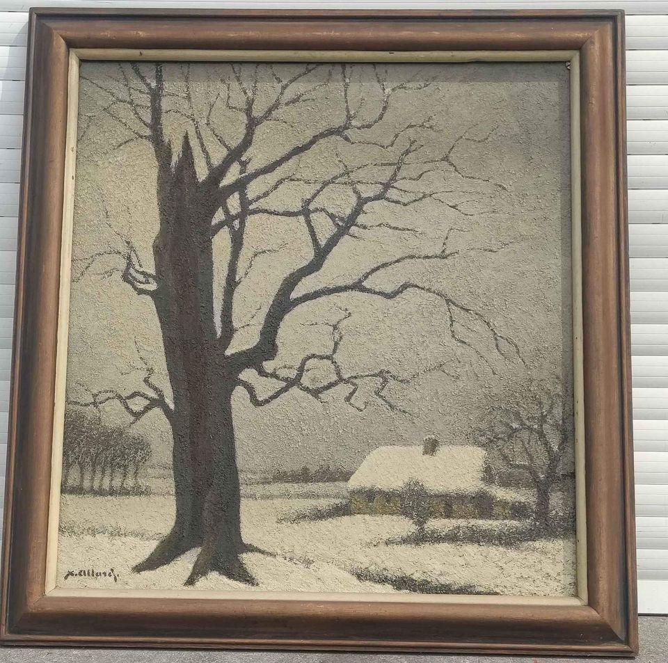 Huile sur toile paysage enneigé signe Xavier allard, Antiquités & Art, Art | Peinture | Classique, Enlèvement ou Envoi