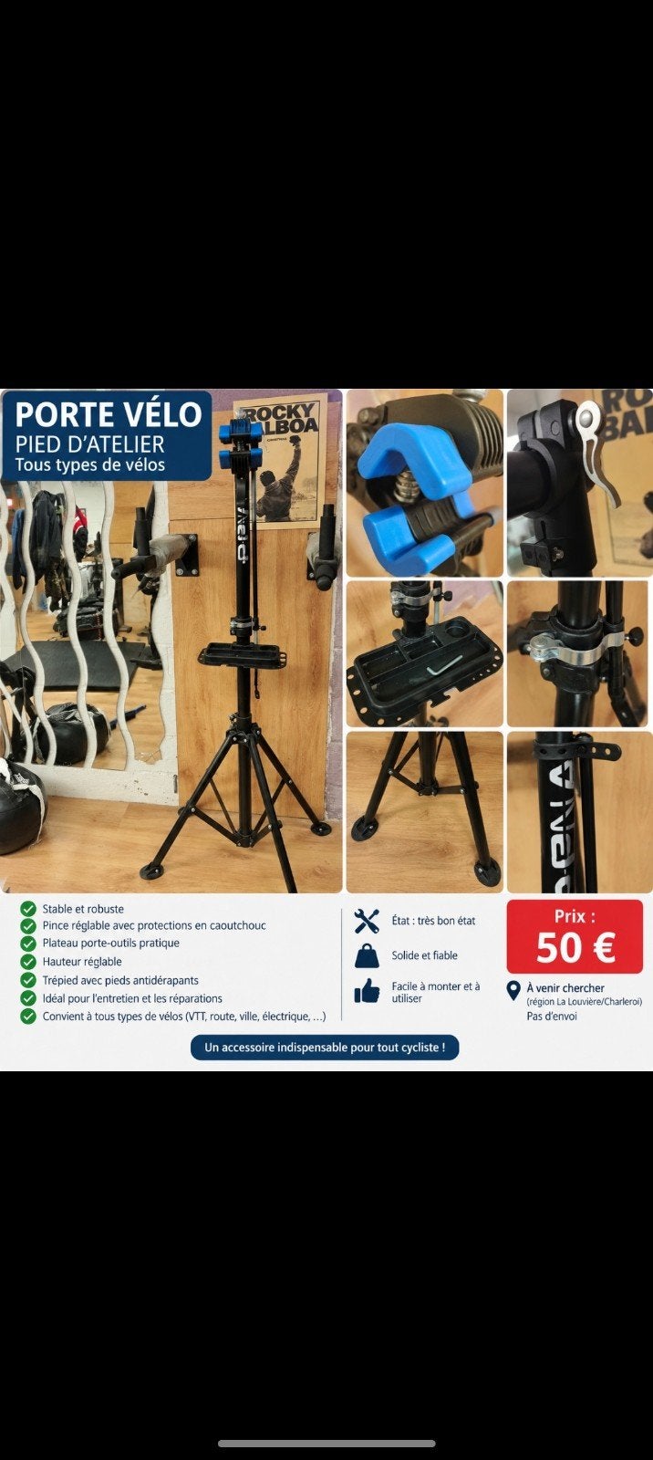 Pied d’atelier / support vélo/VTT – très bon ét, Enlèvement ou Envoi