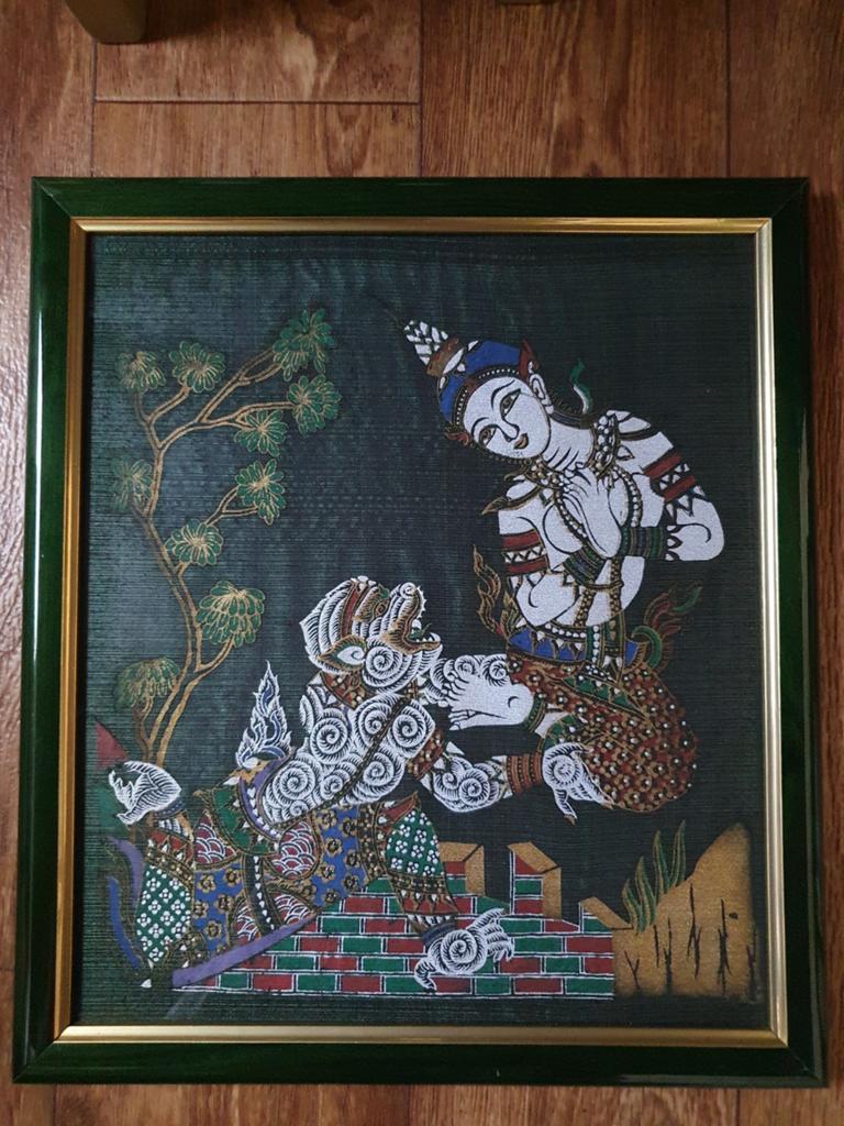 Thaise afbeelding met zijde weeftechniek, Antiek en Kunst, Ophalen