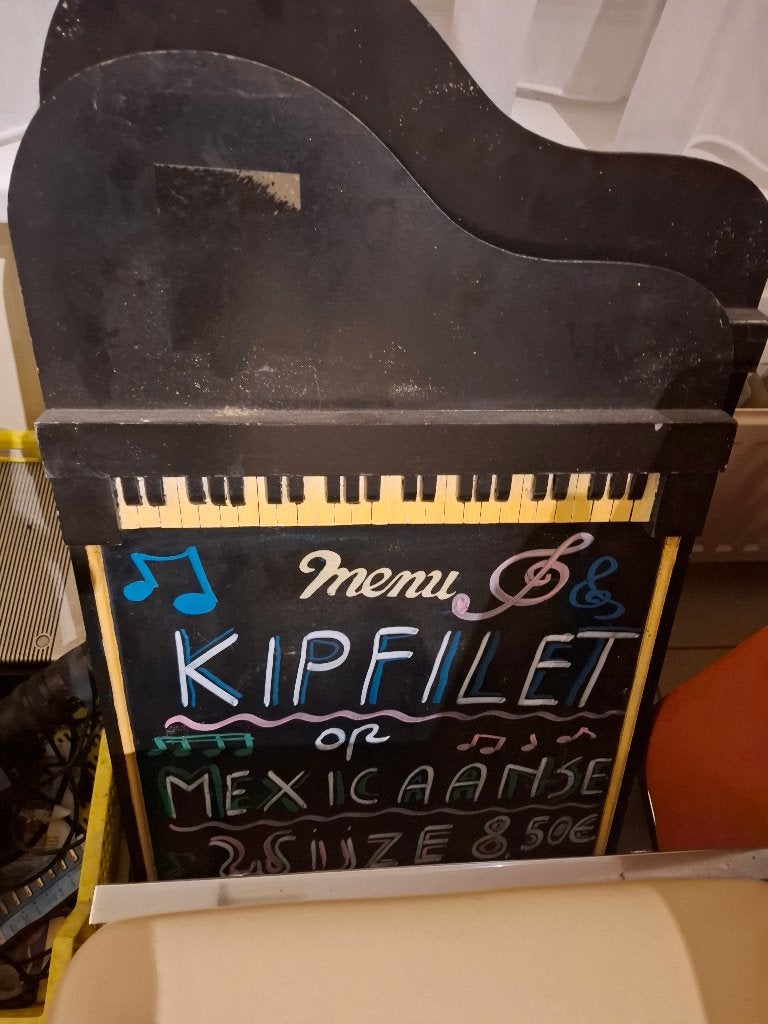 Vintage krijtbord piano vorm 2x, Ophalen of Verzenden, Gebruikt, Reclamebord