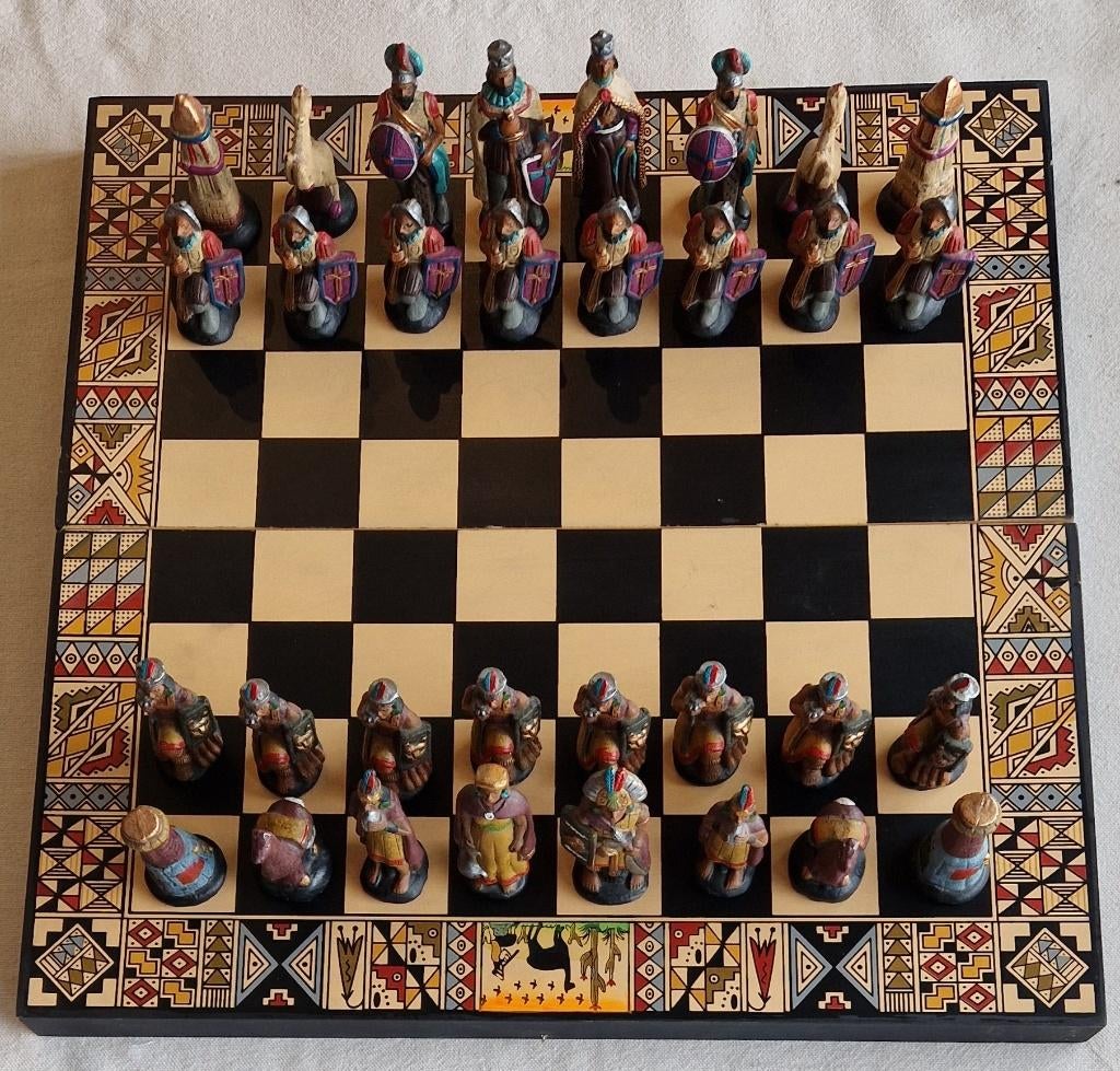 Groot houten schaakspel uit Peru – Handgemaakt – Nieuw, Een of twee spelers, Verzenden, Nieuw
