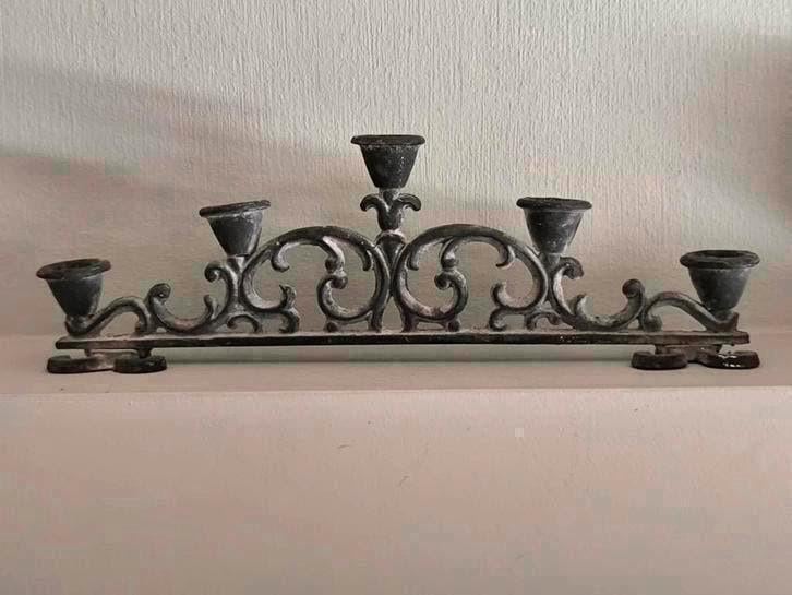 Gietijzeren kandelaar, Antiek en Kunst, Antiek | Kandelaars, Ophalen of Verzenden