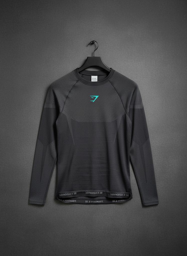 Gymshark Onyx V5 Black/Blue Longsleeve maat S, Enlèvement ou Envoi, Comme neuf, Taille 46 (S) ou plus petite