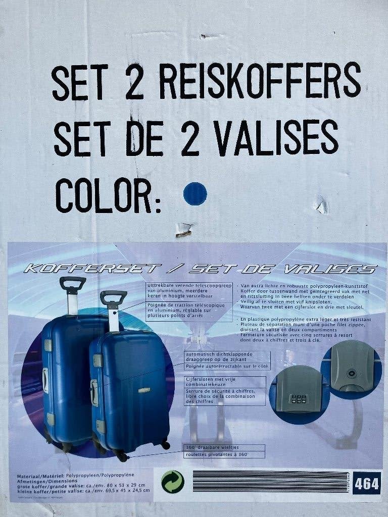 Set 2 reiskoffers, Ophalen, Wieltjes, 20 tot 30 cm, Blauw