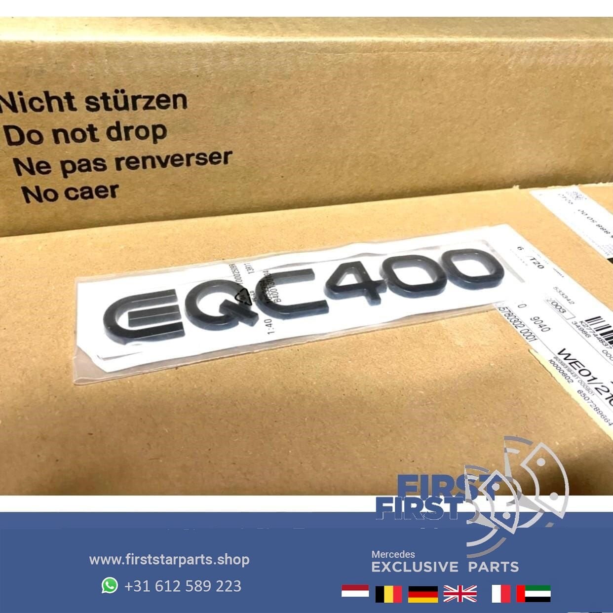 Mercedes N293 W293 EQC 400 ACHTERKLEP BADGE origineel Merced, Gebruikt, -, Ophalen of Verzenden, Achter