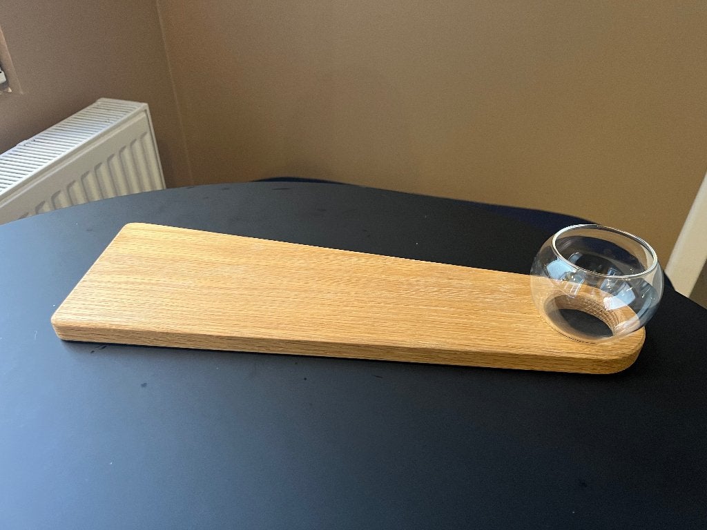 Borrelplankje met glaasje Bolia, Enlèvement ou Envoi, Plateau, Utilisé, Bois