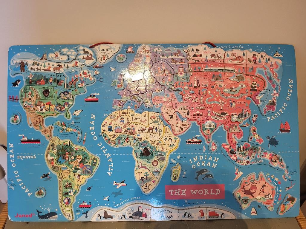 Janod magneetpuzzel wereldkaart, Ophalen, Gebruikt, Puzzelen