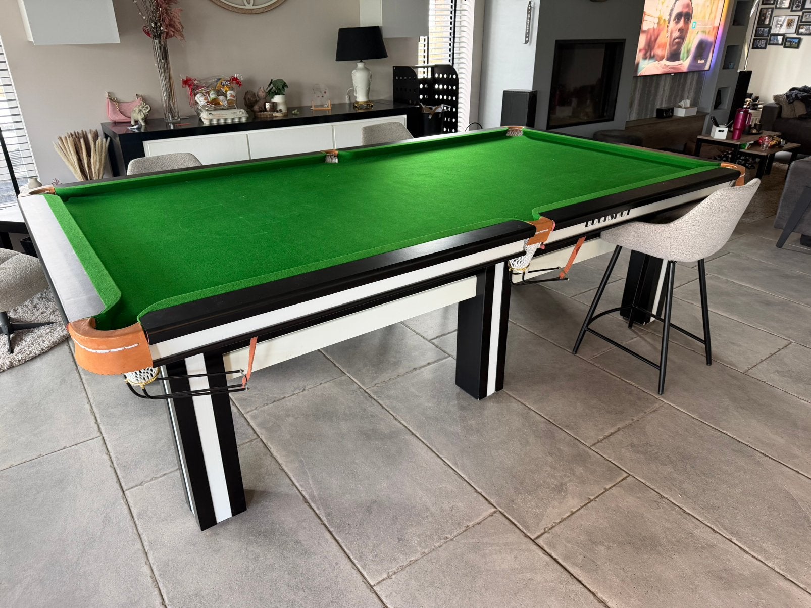 Moderne snooker / pool incl deksel en stoelen incl acc, Ophalen, Gebruikt