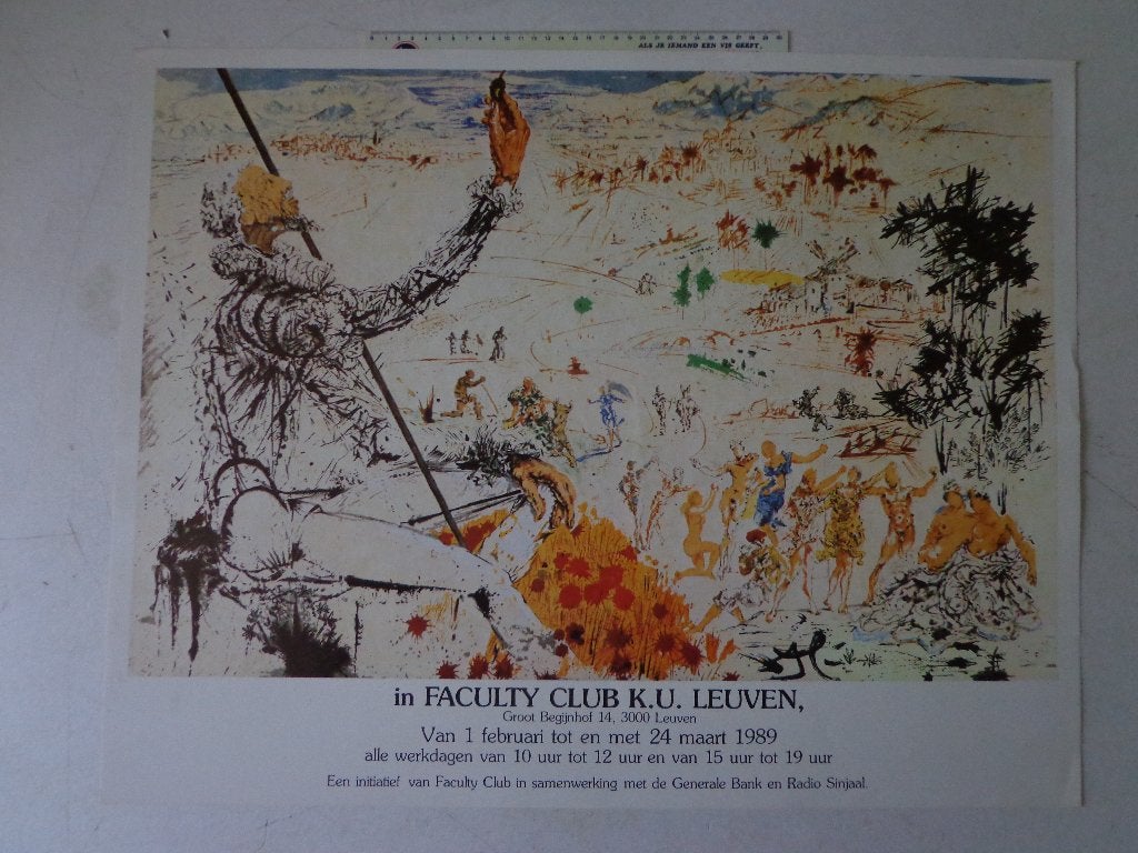 poster van Salvador Dali Leuven Faculty Club uit 1989, Antiek en Kunst, Ophalen of Verzenden, Personages en Fantasiefiguren, Offsetdruk