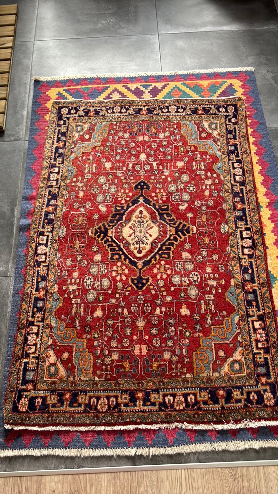 Tapis fait main persan (Iran), Maison & Meubles, Ameublement | Tapis & Moquettes, Rouge, 150 à 200 cm, Comme neuf, 100 à 150 cm