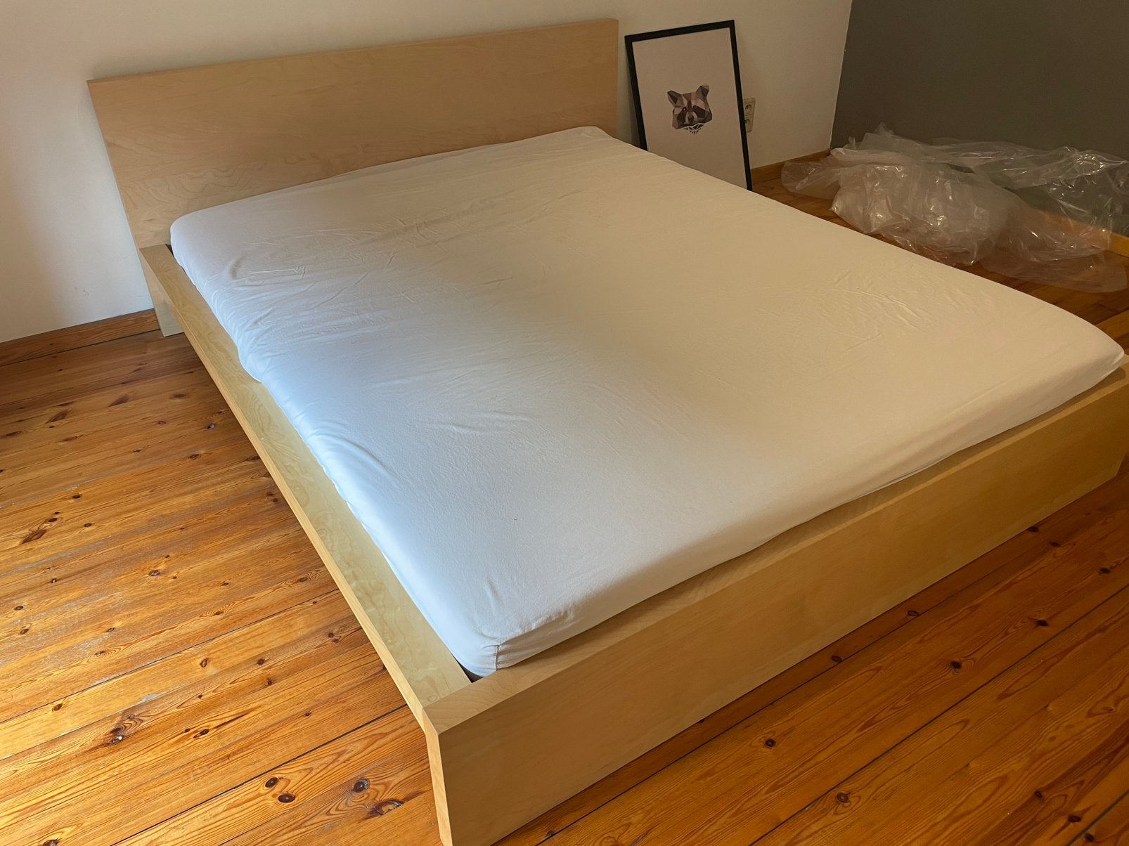 Mooi dubbel bed in berkenhout, Huis en Inrichting, Ophalen, Zo goed als nieuw