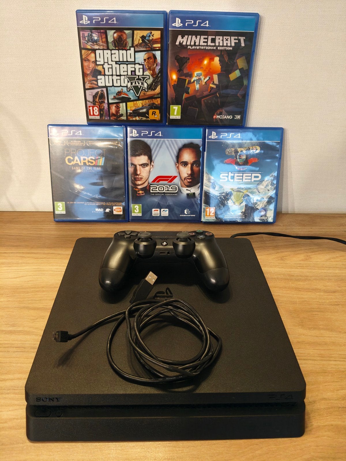 Playstation 4 slim 500gb + 5 games, Ophalen, Met 1 controller, Slim, 500 GB