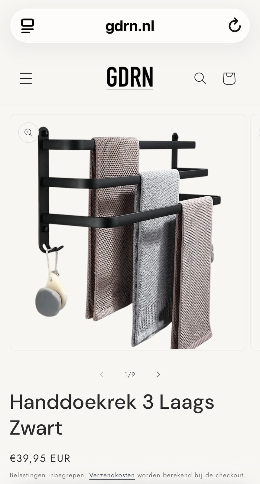 Handdoekrek zwart - nieuw - 60 cm, Huis en Inrichting, Badkamer | Badtextiel en Accessoires, Ophalen, Handdoekenrek, Nieuw, Overige merken