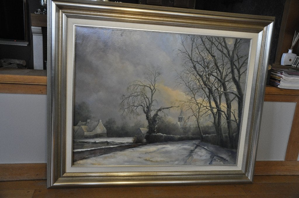 SCHILDERIJ Winterlandschap - Yves de Roo, Ophalen, Doek, Gesigneerd, Landschap