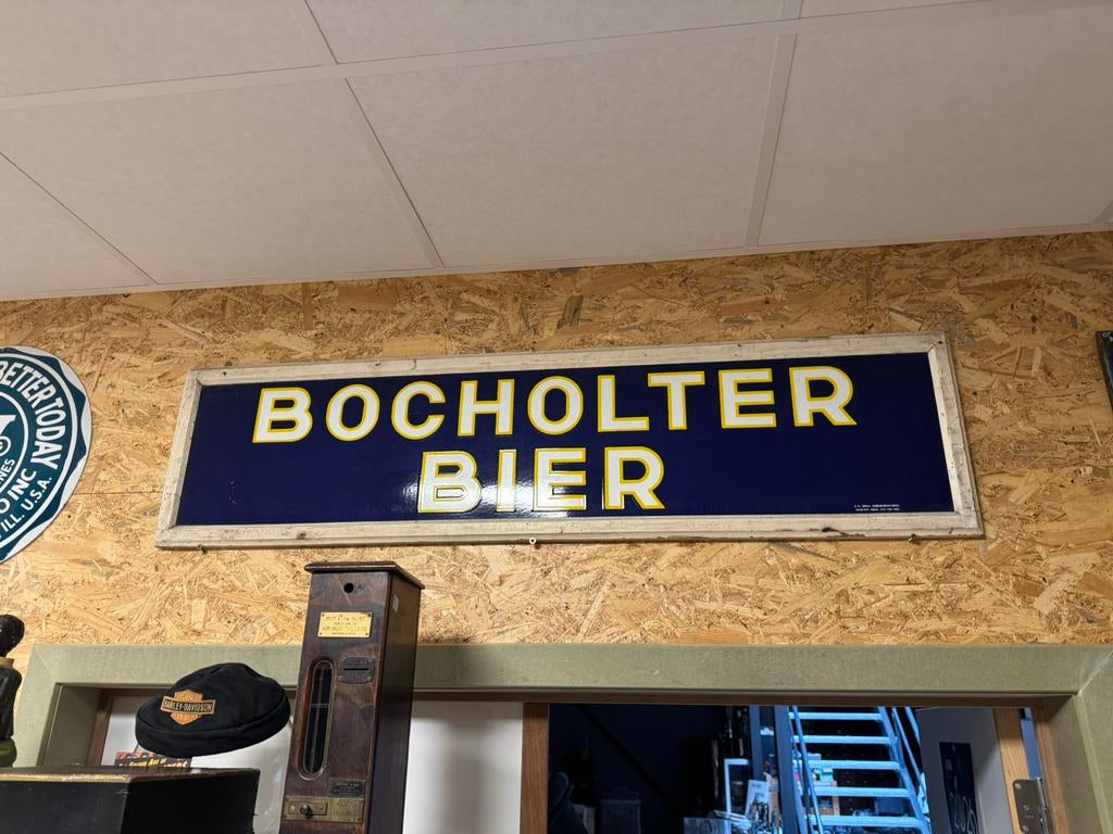 Gezocht Bocholter Bier bord, Verzamelen, Ophalen, Gebruikt, Reclamebord