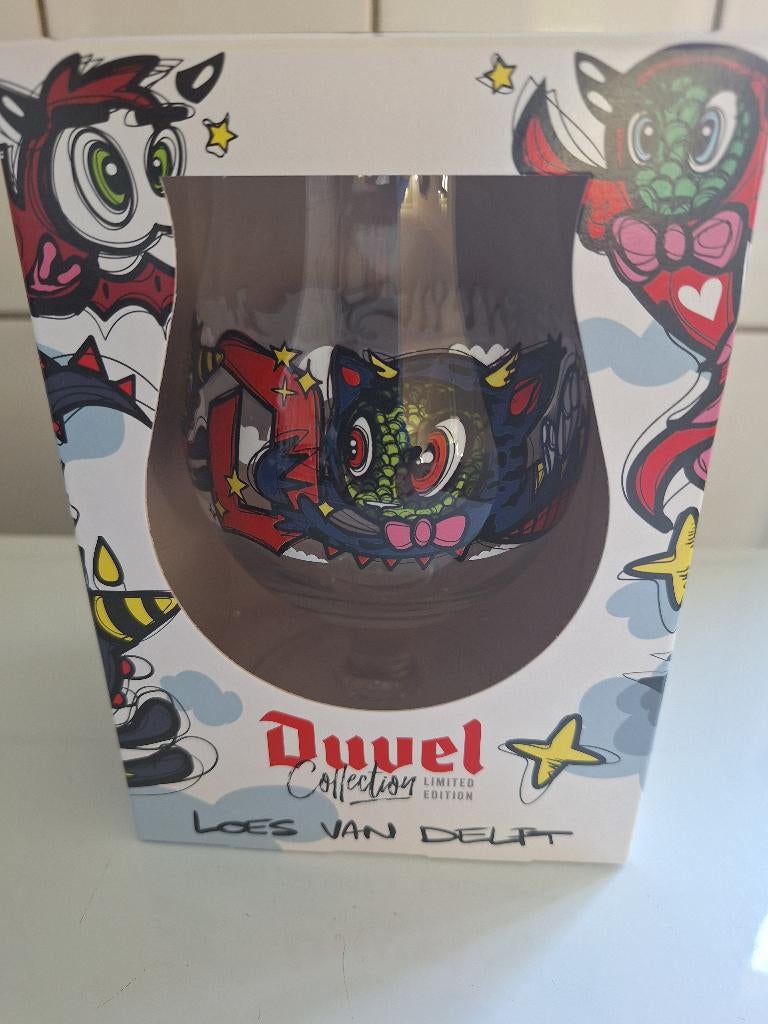 4 nieuwe Duvel glazen, Loes van Delft, in doos, Verzamelen, Ophalen, Nieuw, Glas of Glazen, Duvel