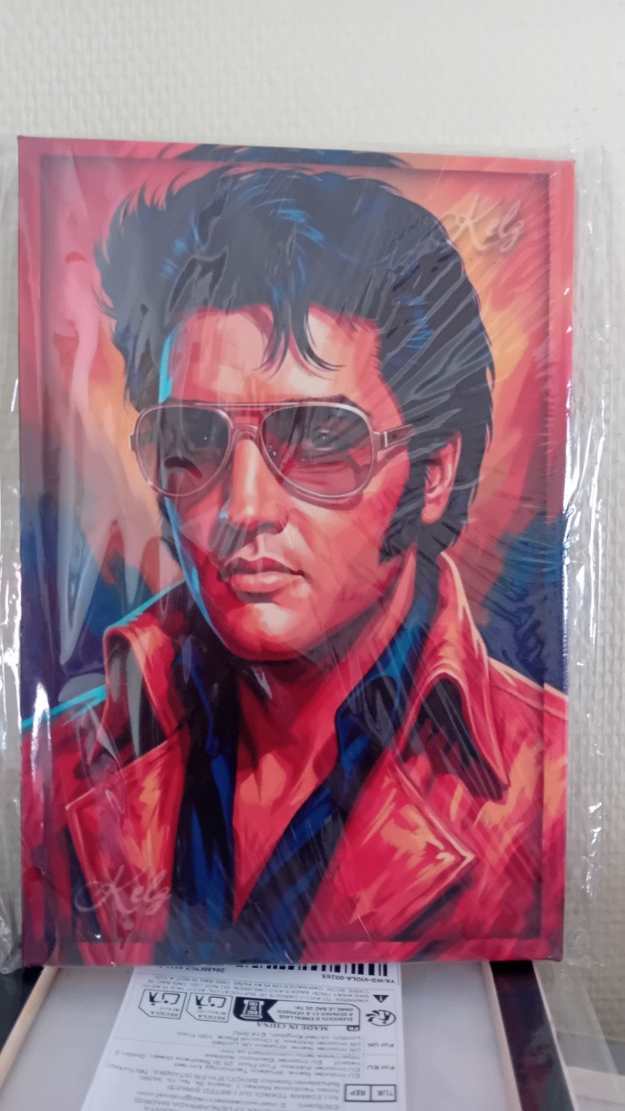 Elvis  Presley 20 op 30cm kadertje canvas, Antiek en Kunst, Ophalen of Verzenden