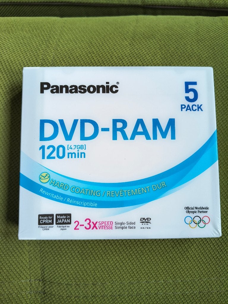 panasonic dvd ram 5 pack 4,7 gb 120 min made in japan sealed, Panasonic, Herschrijfbaar, Nieuw, Ophalen of Verzenden
