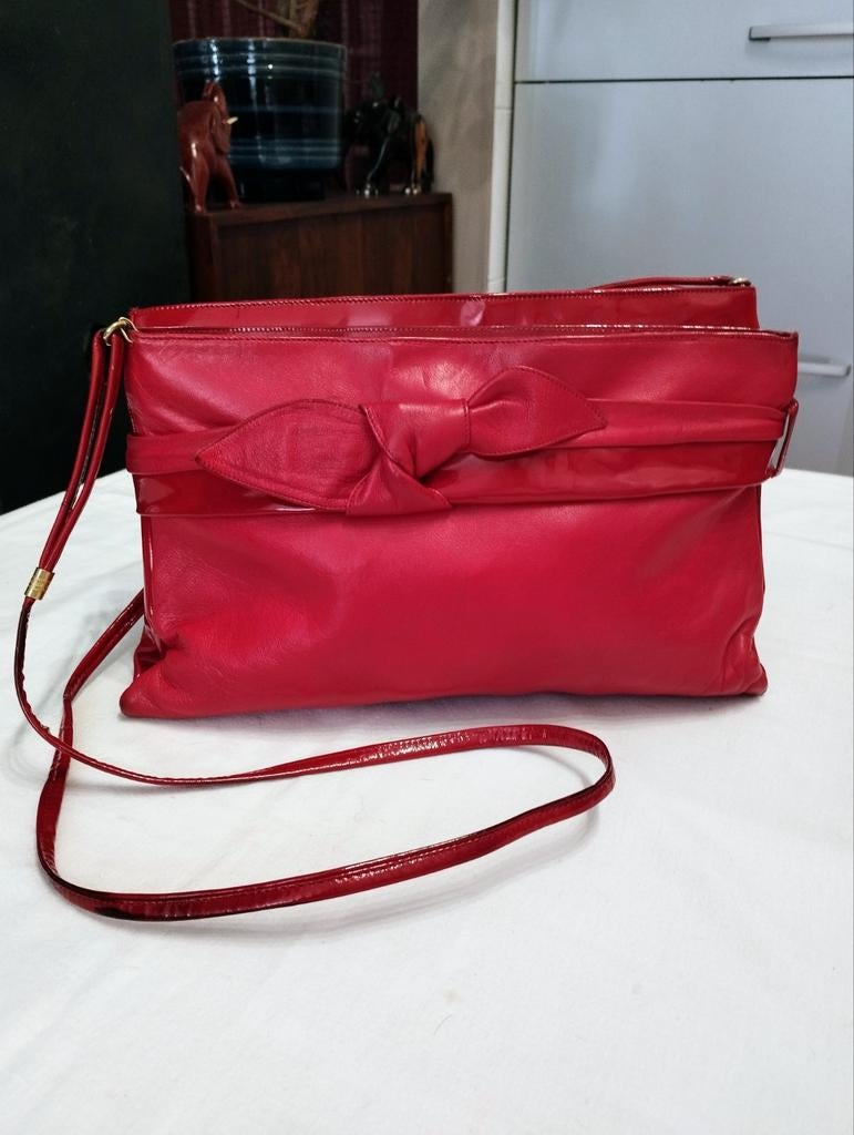Sac à bandoulière MELLUSO tout cuir en rouge 30 X 20 cm, Ophalen, Rood, Schoudertasje