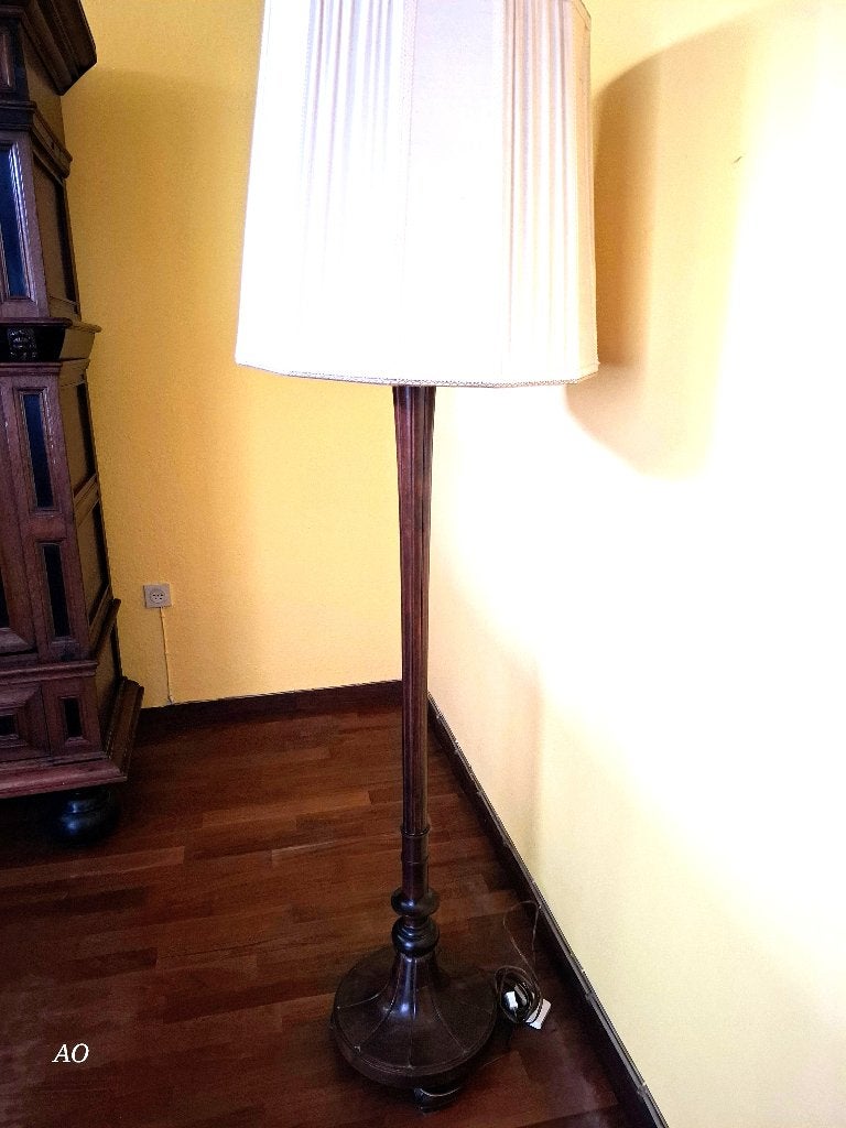 Prachtige vintage houten staande lamp Art Deco stijl, Ophalen