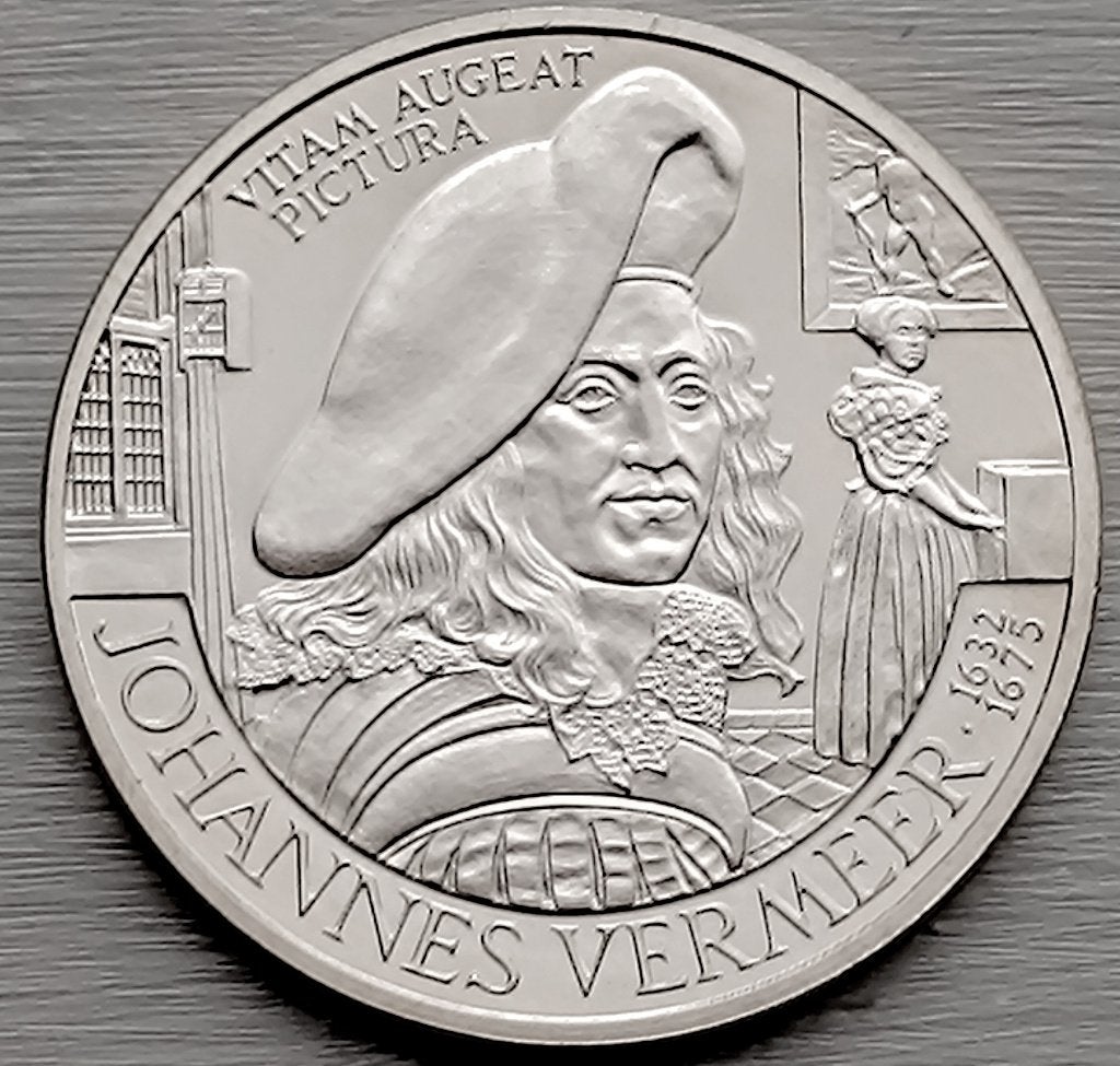 munt Nederland 10 ecu 1996:Johannes Vermeer, Postzegels en Munten, Munten | Nederland, Ophalen of Verzenden