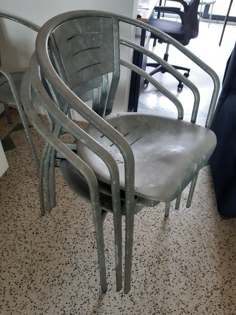 Designstoelen, gegalvaniseerd staal, stapelbaar,  set van 6, Tuin en Terras, Ophalen, Zo goed als nieuw, Metaal, Stapelbaar