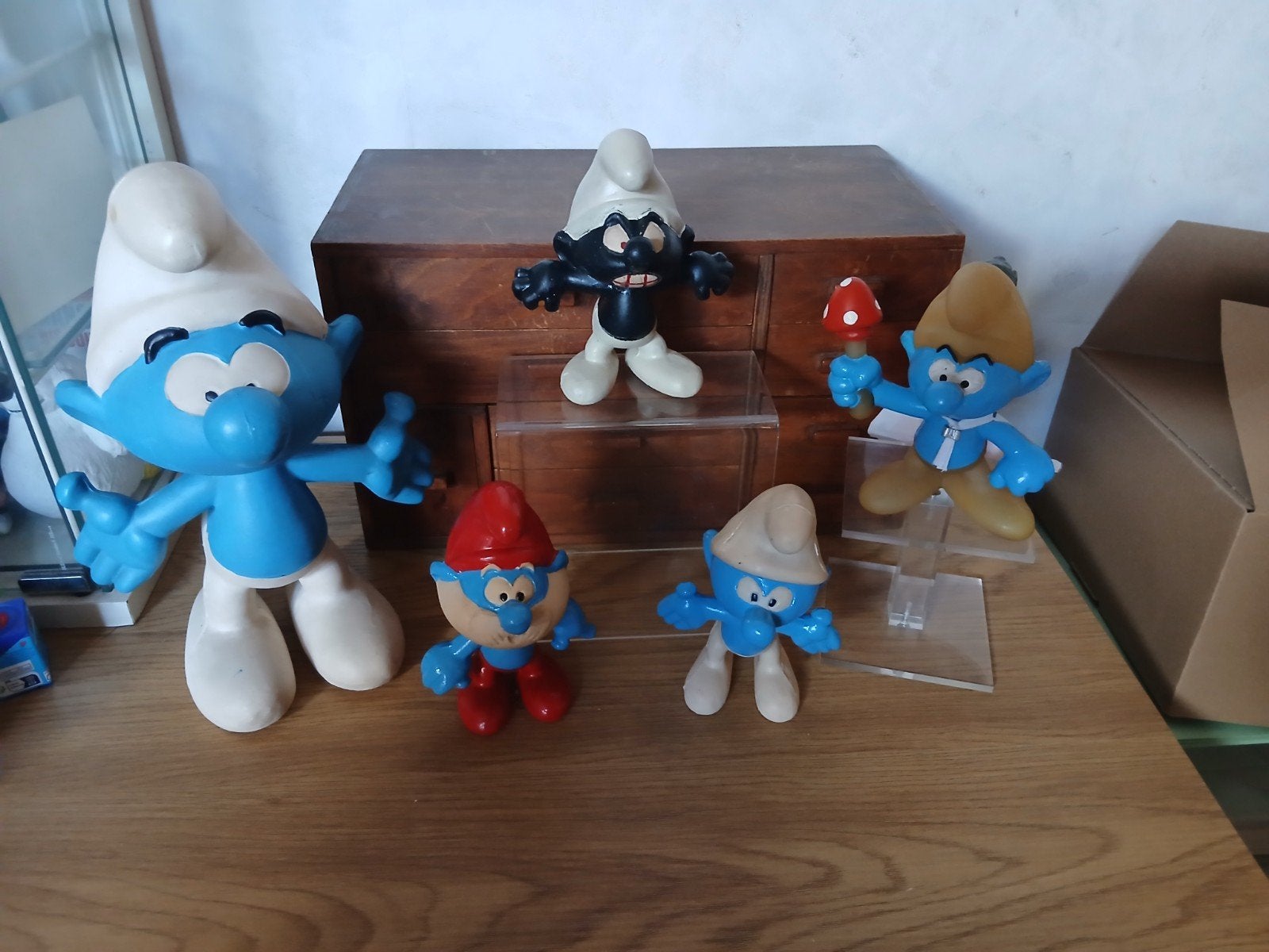 Sica toys - Dupuis - PEYO .1963 : le 5 Schtroumpfs pouets, Enlèvement ou Envoi, Utilisé, Différents Schtroumpfs, Poupée, Figurine ou Peluche
