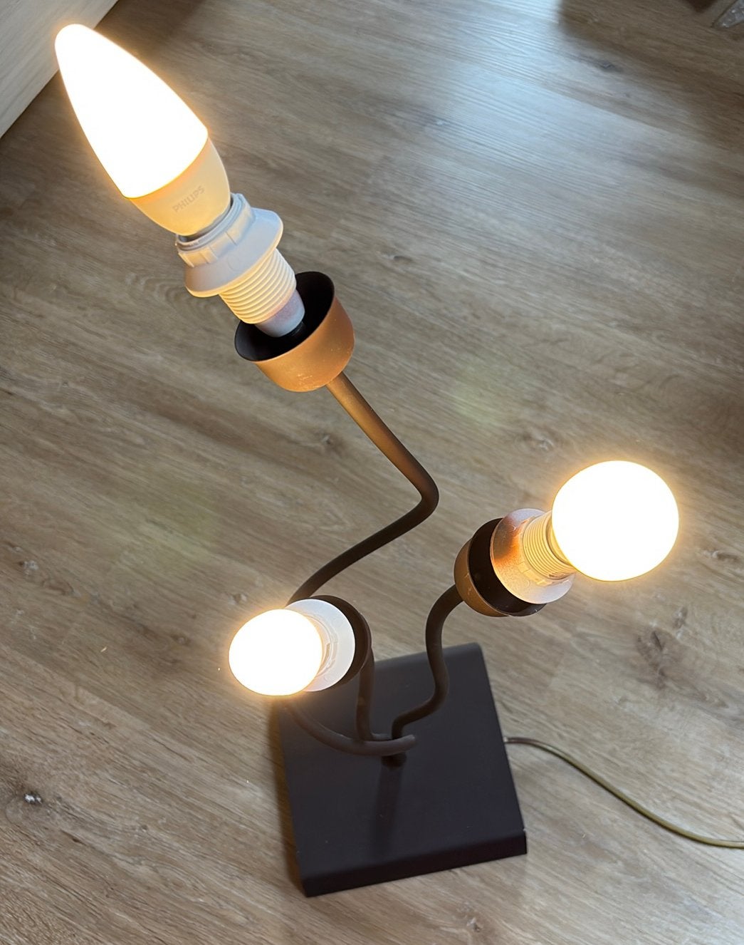 Unieke Vintage/Design Tafellamp 3-lichtsVernieuwde Elektra!, Huis en Inrichting, Lampen | Tafellampen, Overige merken, E14 (klein)