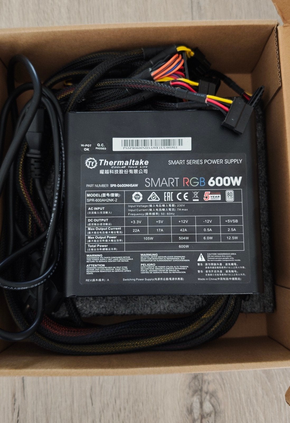 Alimentation PC 600W Thermaltake., Informatique & Logiciels, Alimentations internes, Enlèvement, Utilisé