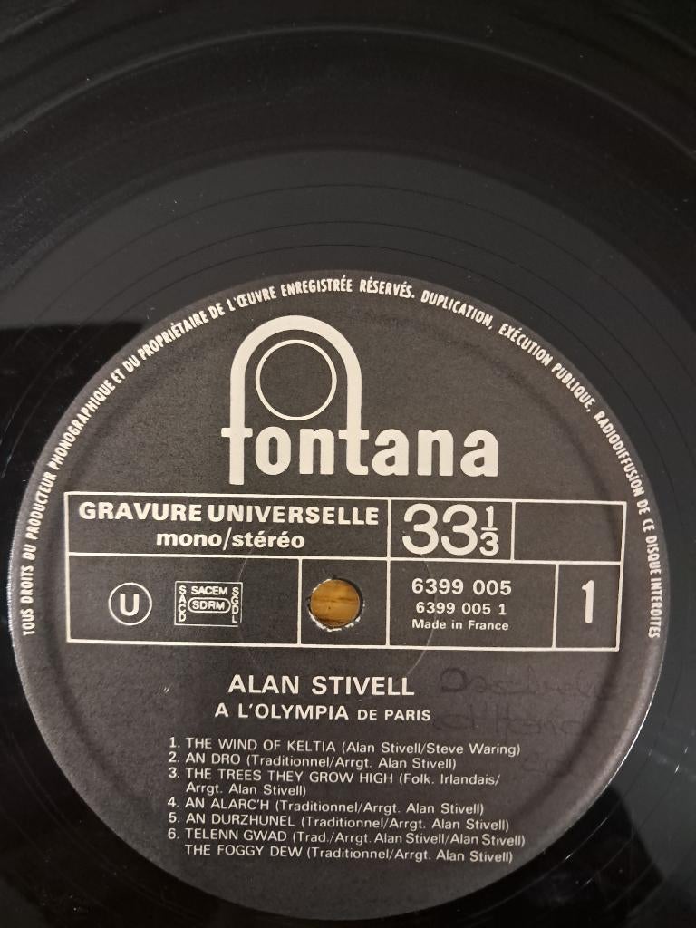 Vinyle33 T :Fontana : Alan Stivell à L'Olympia de Paris 1972, CD & DVD, Vinyles | Rock, Utilisé, 12 pouces, Enlèvement