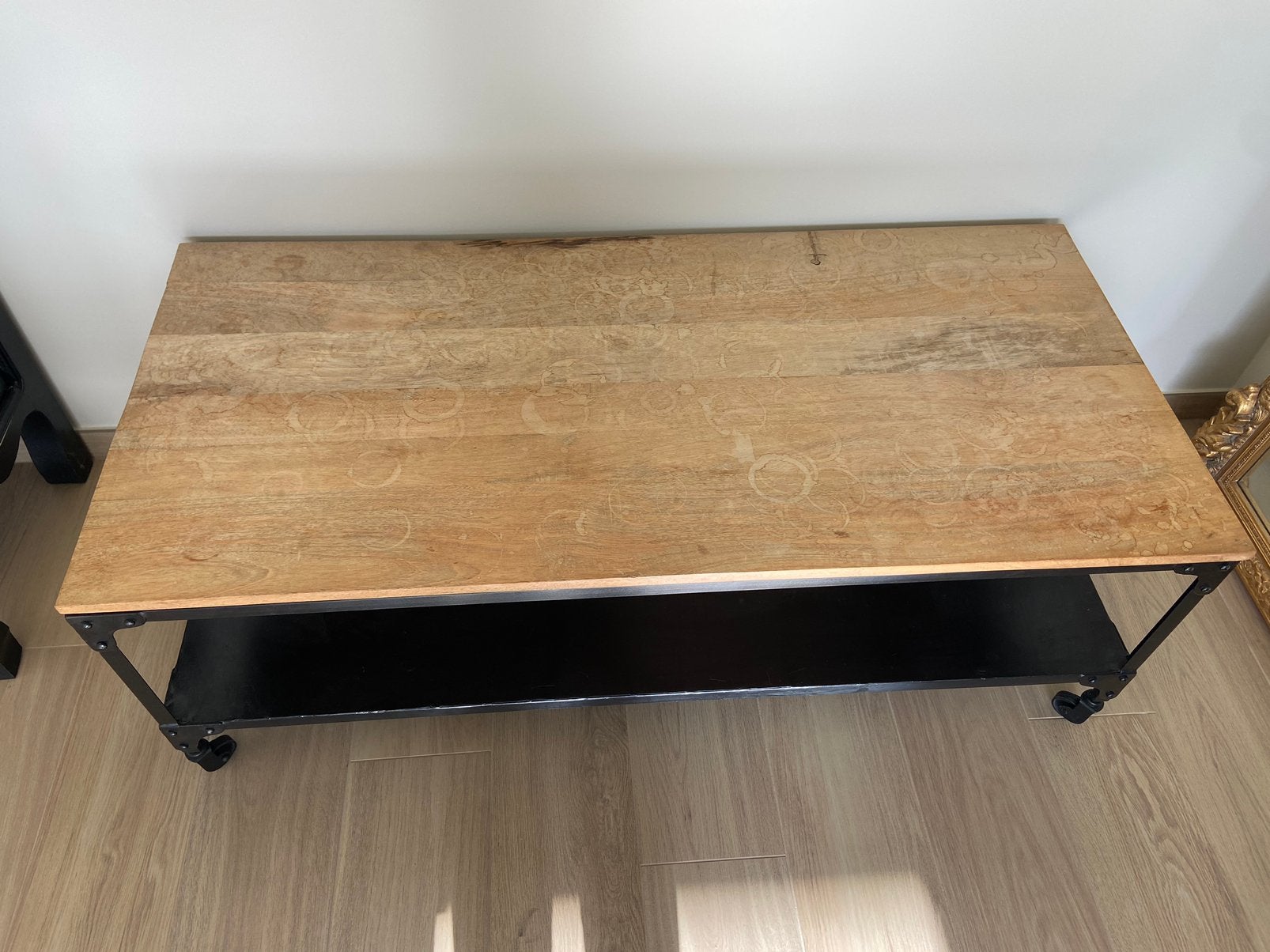 Salontafel (industrieel - hout), Huis en Inrichting, Ophalen, Gebruikt, 100 tot 150 cm, 50 tot 100 cm