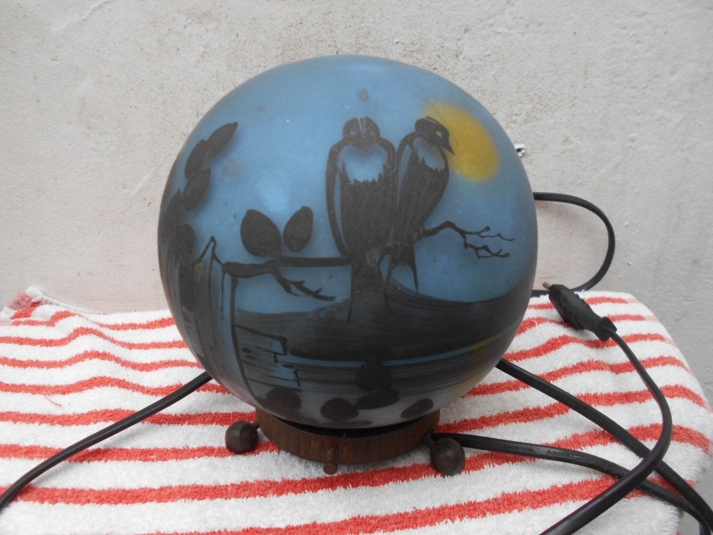 antiek lampje  DEVEAU- CAMEO glas-ART-NOUVEAU 1925, Ophalen of Verzenden, Glas, Gesigneerd