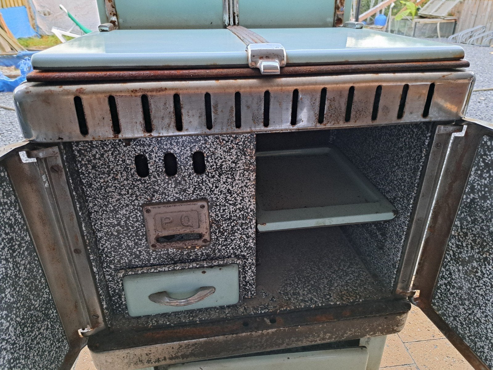 Oude blauwe kachel, PQ met oven, Huis en Inrichting, Ophalen