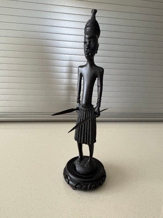 Statue en bois de chasseur africain, Bois, Homme, Enlèvement, 20 - 50 cm