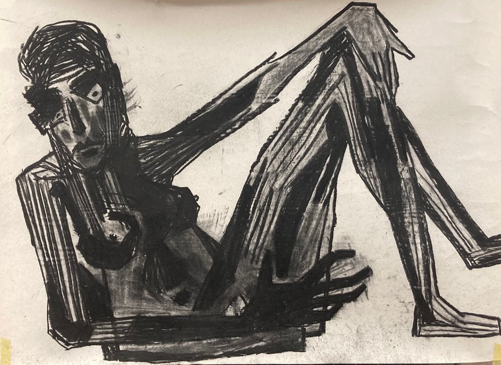 Femme assise, Antiquités & Art, Enlèvement, Signé