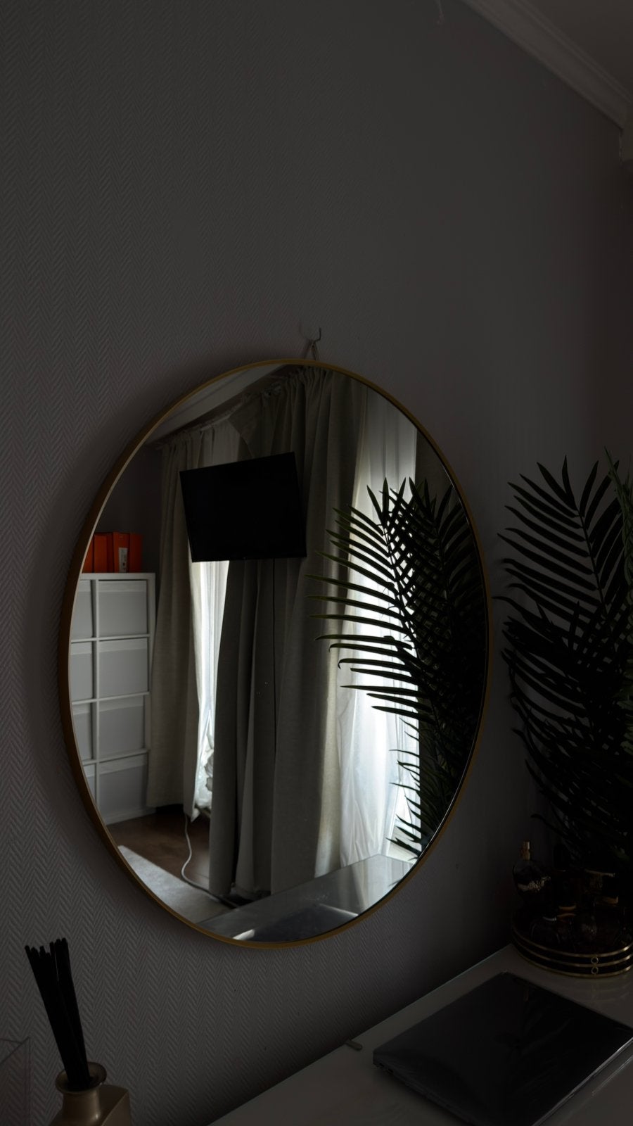 Miroir rond IKEA LINDBYN doré 80 cm, Ophalen, Rond