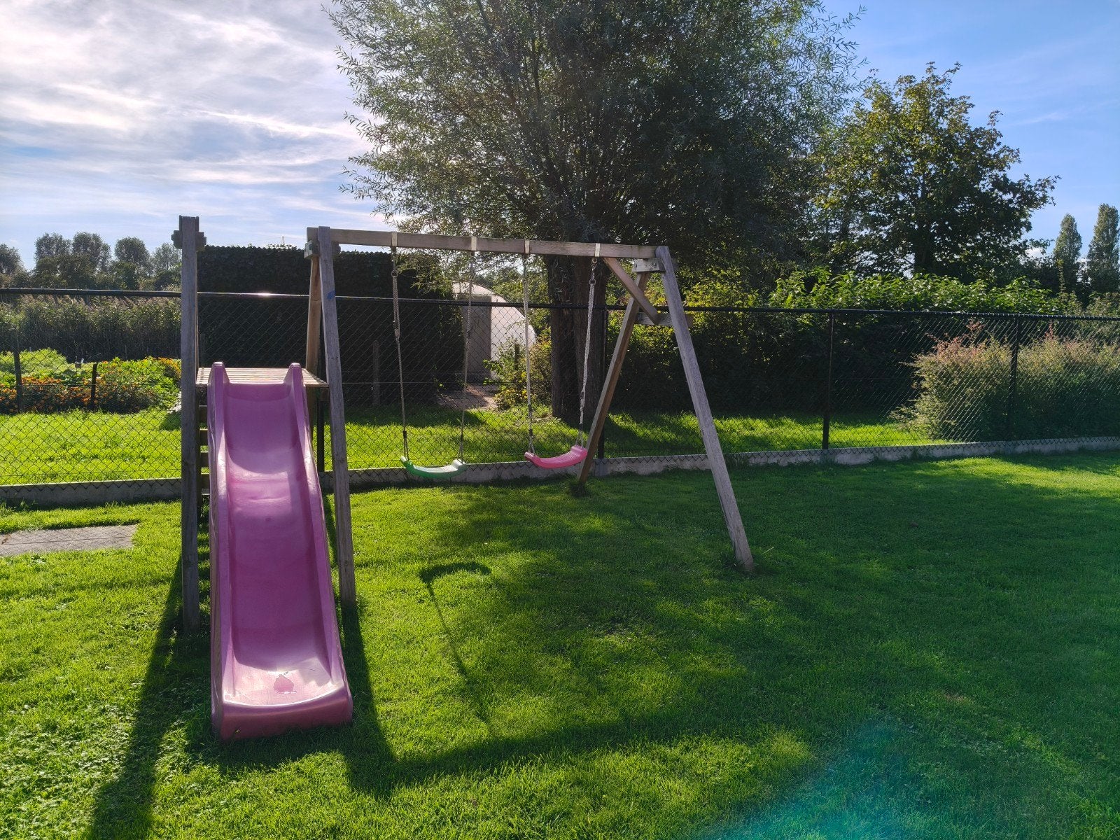 Houten schommel met glijbaan, Enlèvement, Utilisé, Toboggan