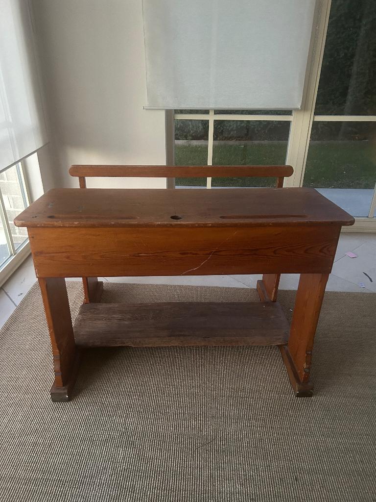 Schoolbank, Huis en Inrichting, Ophalen, Hout, Secretaire, Antiek