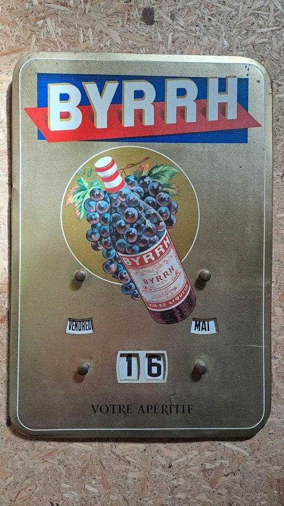 calendrier tole publicitaire Byrrh, Enlèvement, Utilisé, Panneau publicitaire