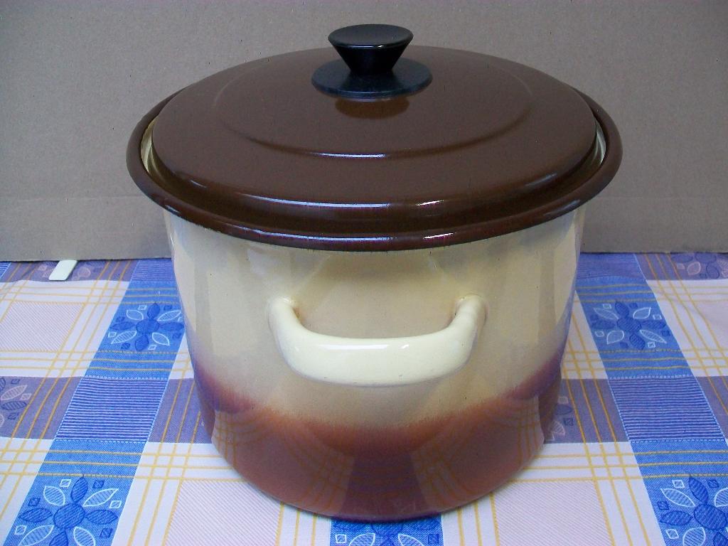 Email Kookpot met Deksel Emaille Kookpan - Vintage Retro, Huis en Inrichting, Ophalen of Verzenden, Gebruikt, Overige materialen