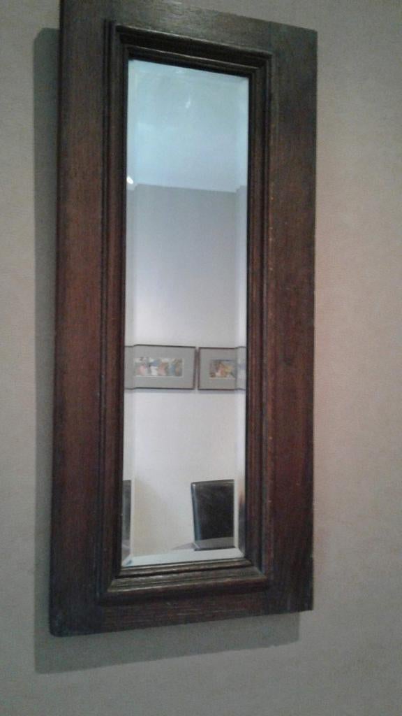 MIROIR ENCADREMENT CHENE ET VERRE BISEAUTÉ DIM. 60 X27, Maison & Meubles, Accessoires pour la Maison | Miroirs, Enlèvement