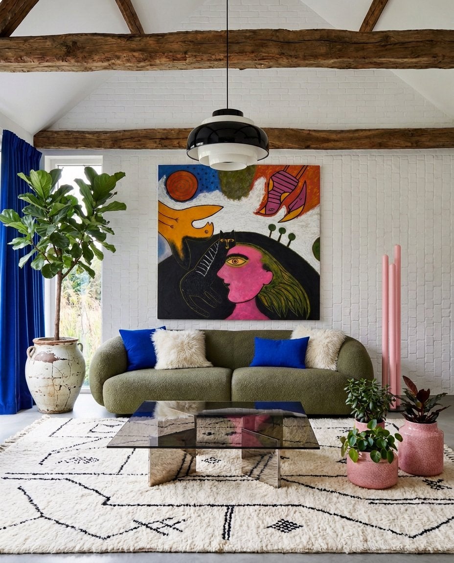 Groot origineel canvasschilderij — CoBrA Inspiration, Antiek en Kunst, Ophalen