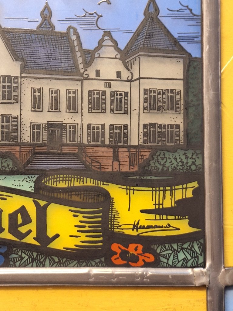 Zeldzame herdenkingskunst Glas-in-loodraam — Gemeente Wemmel, Ophalen