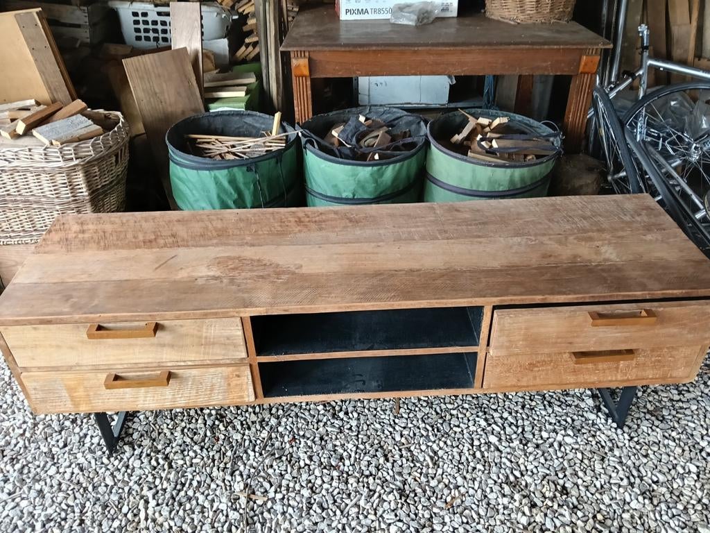 Meuble TV en bois de manguier, Enlèvement, Utilisé, Teck