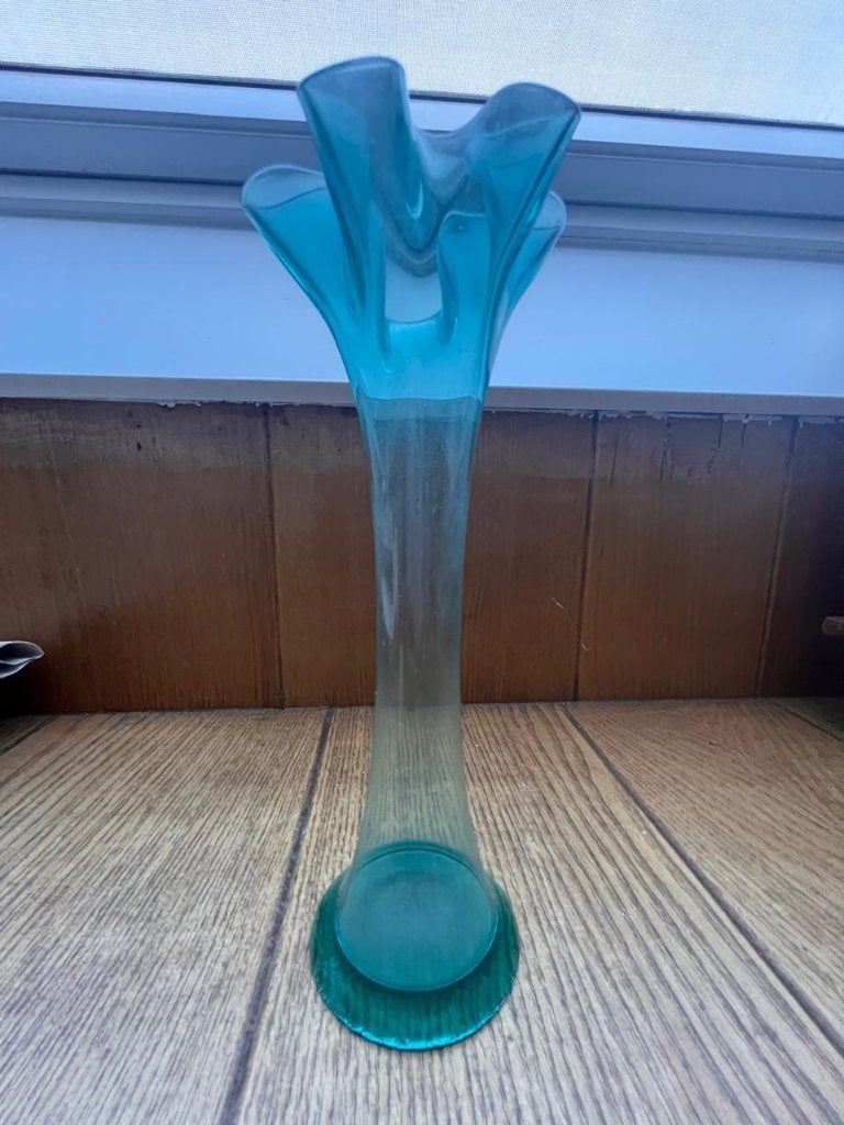 Vintage Soliflore Glazen Vaas Turkoois Blauw, Antiek en Kunst, Ophalen