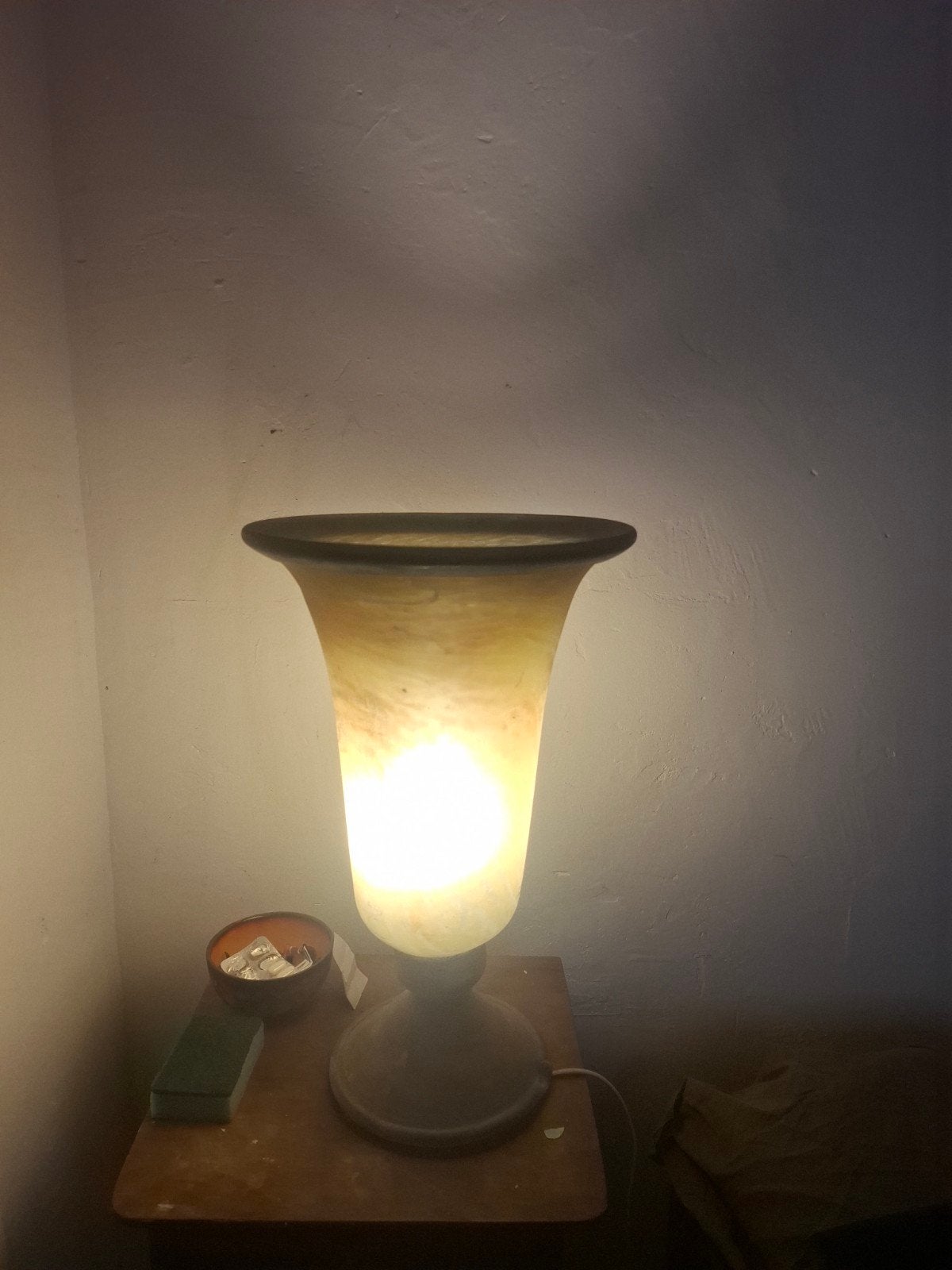 lampe art deco, Beige, 42 cm, Verre, Enlèvement