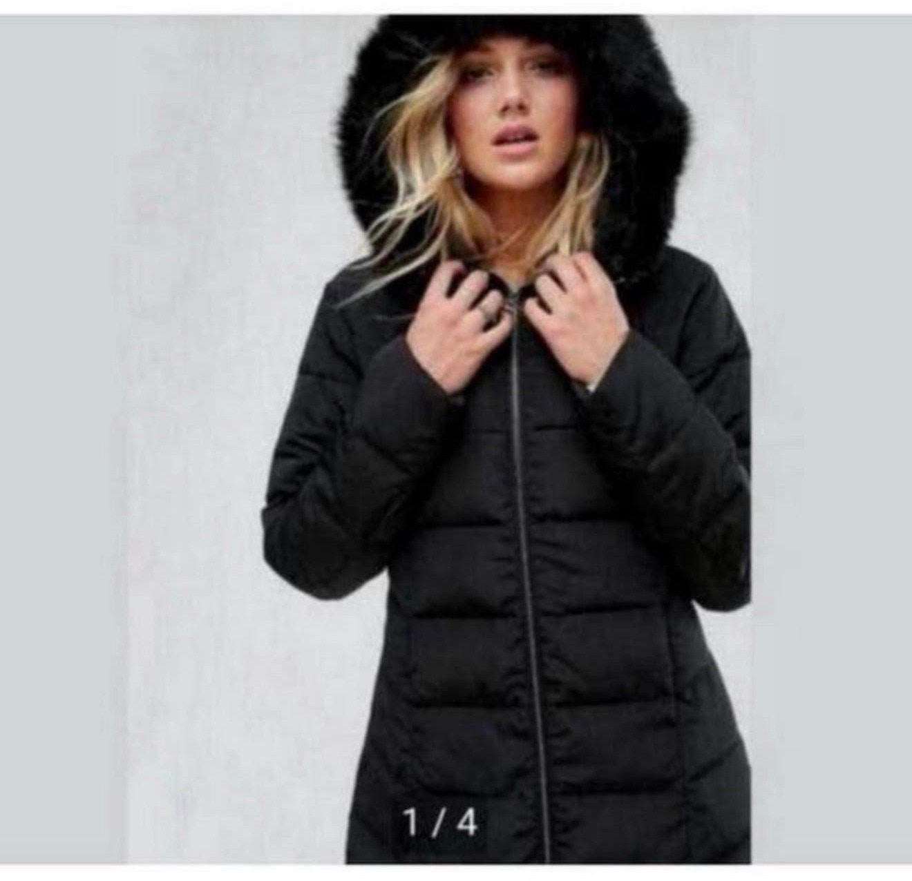 NIEUW Lange gewatteerde jas + capuchon M OF L dames vrouwen, Kleding | Dames, Ophalen of Verzenden, Nieuw, Zwart