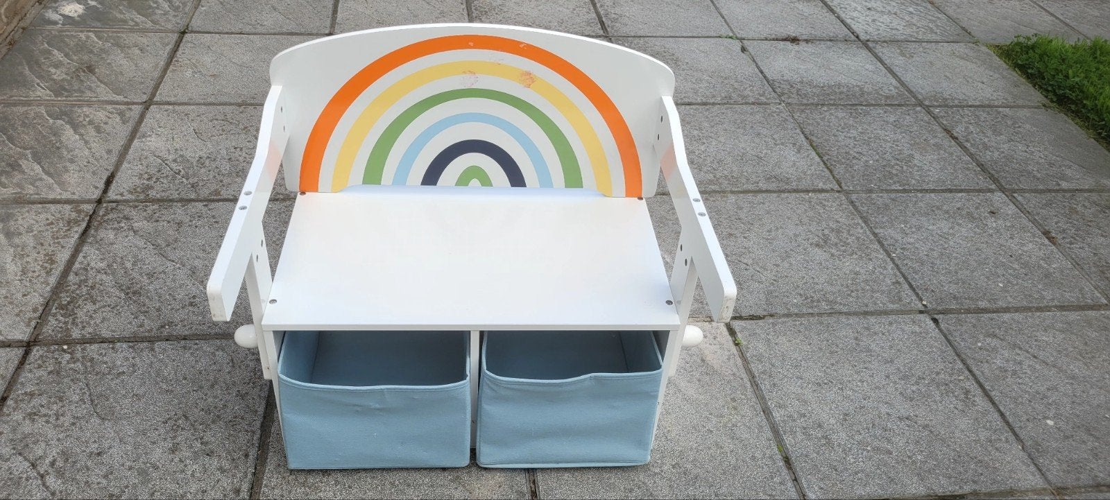 kinderbankje/tafeltje met opbergvakken, Ophalen