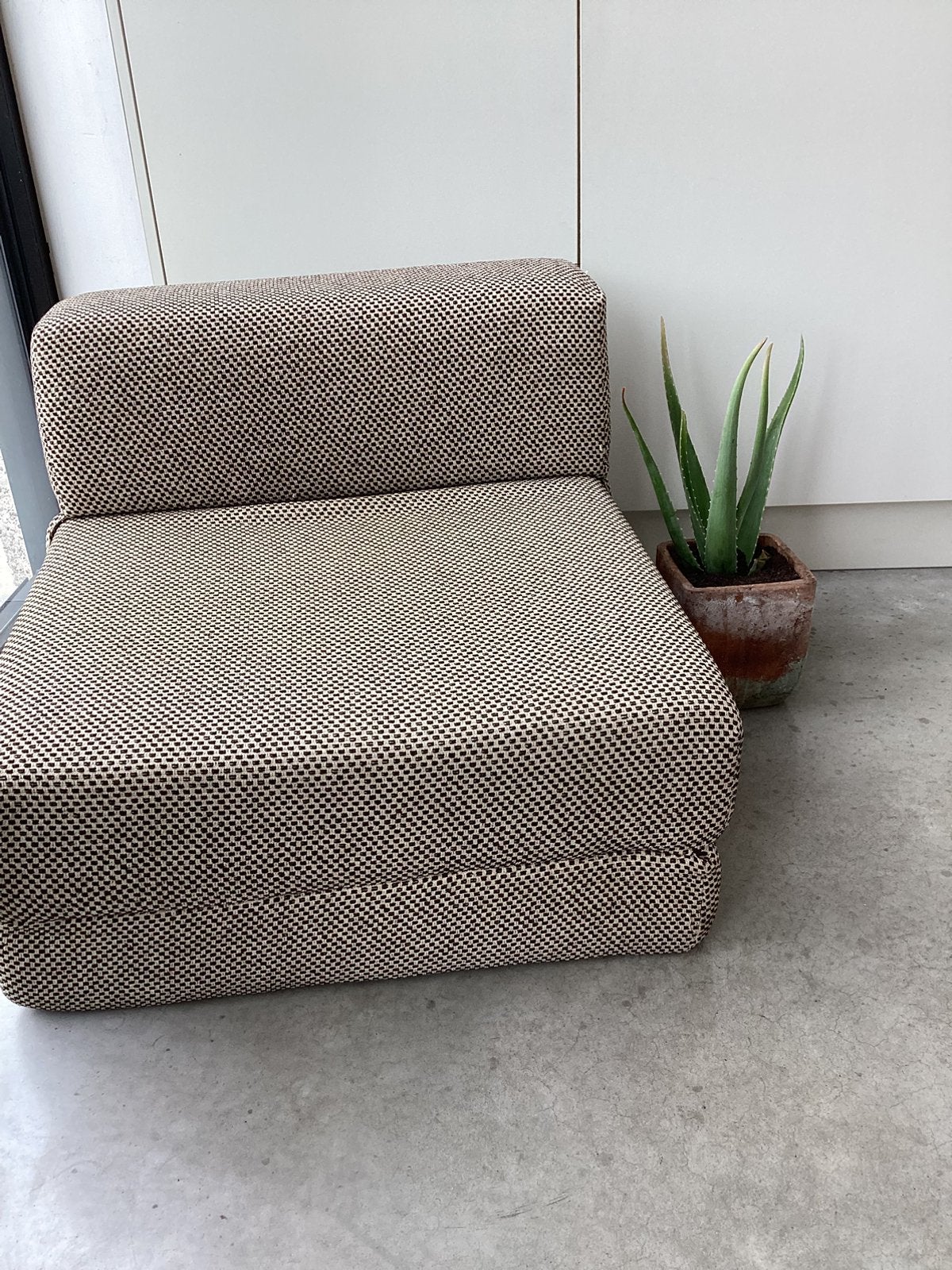 Zetels opklapbaar bed vintage, Une personne, Enlèvement, Utilisé, Crème